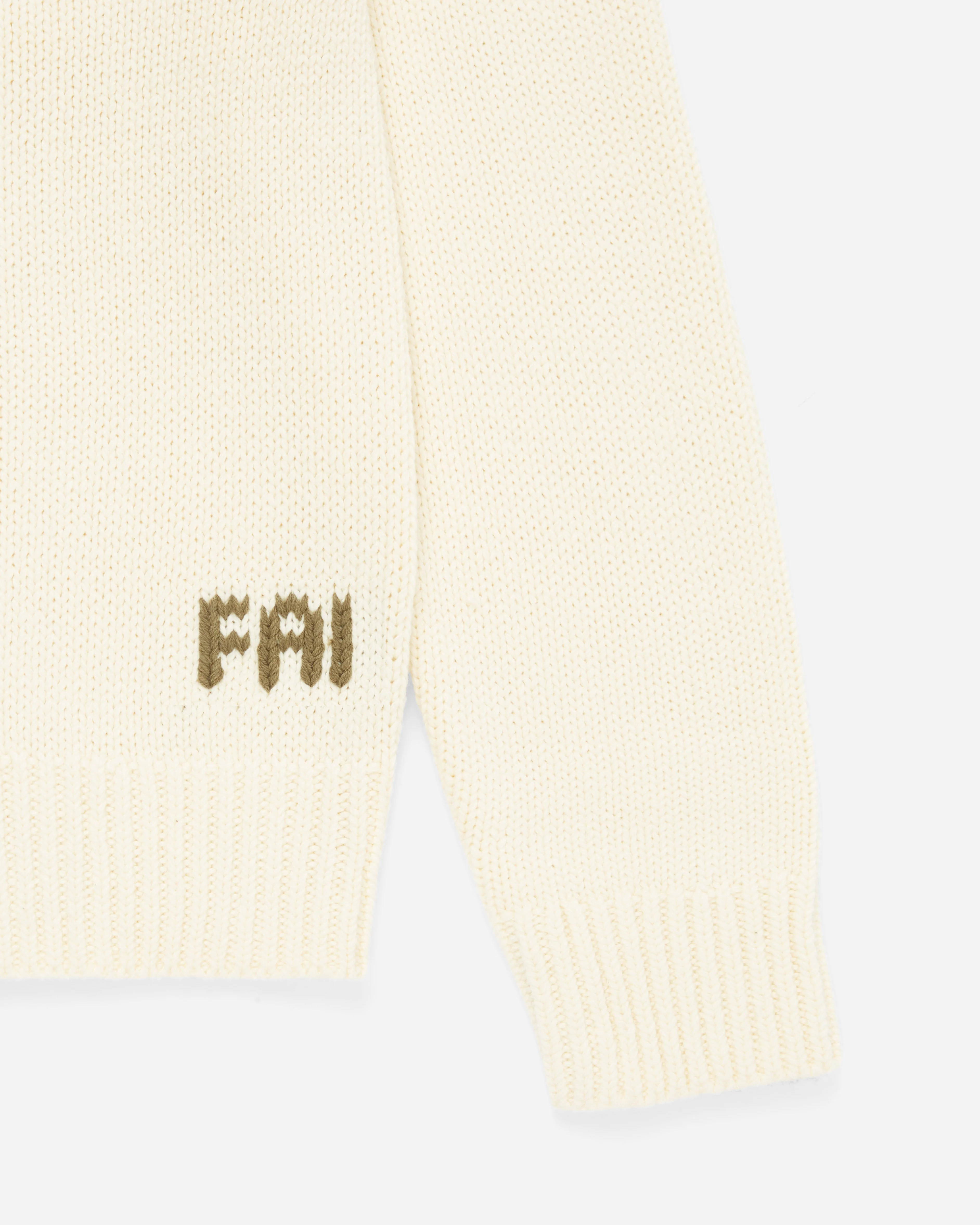 Big Green Flag Knit Sweater Cream - Image 4