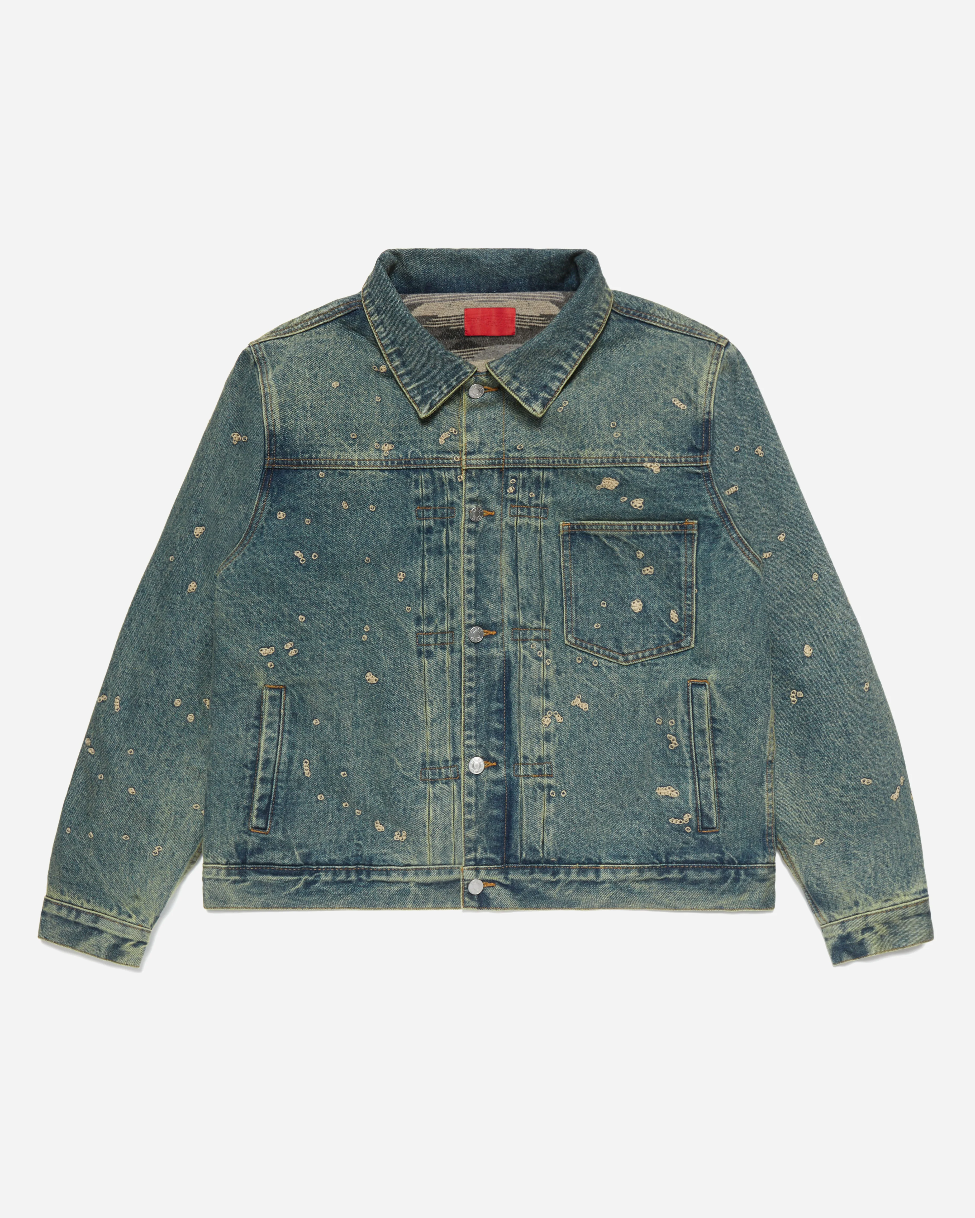 Chain Splatter Denim Jacket Mud Washed