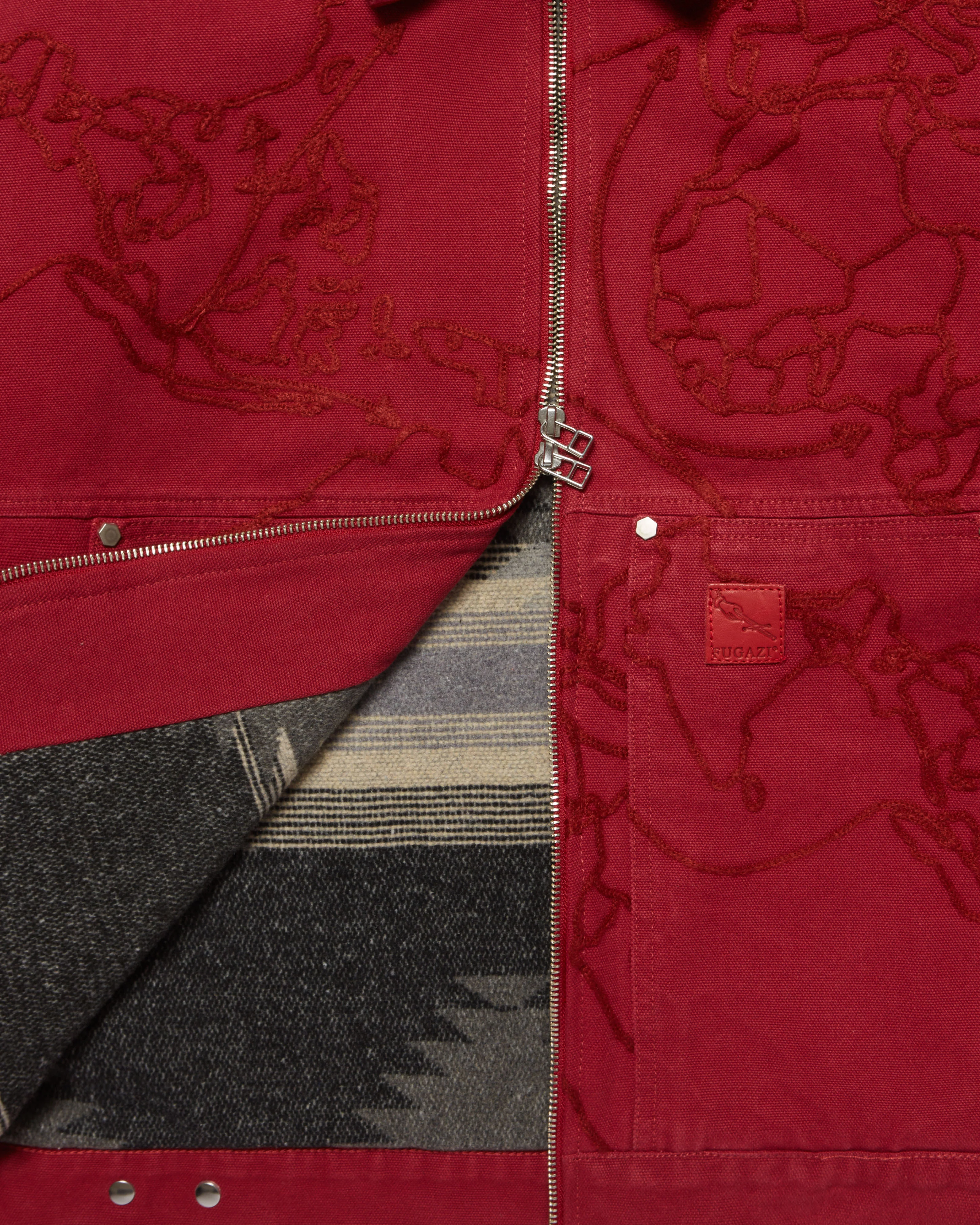 Chain Stitch Trade Route Work Jacket Red - Image 2