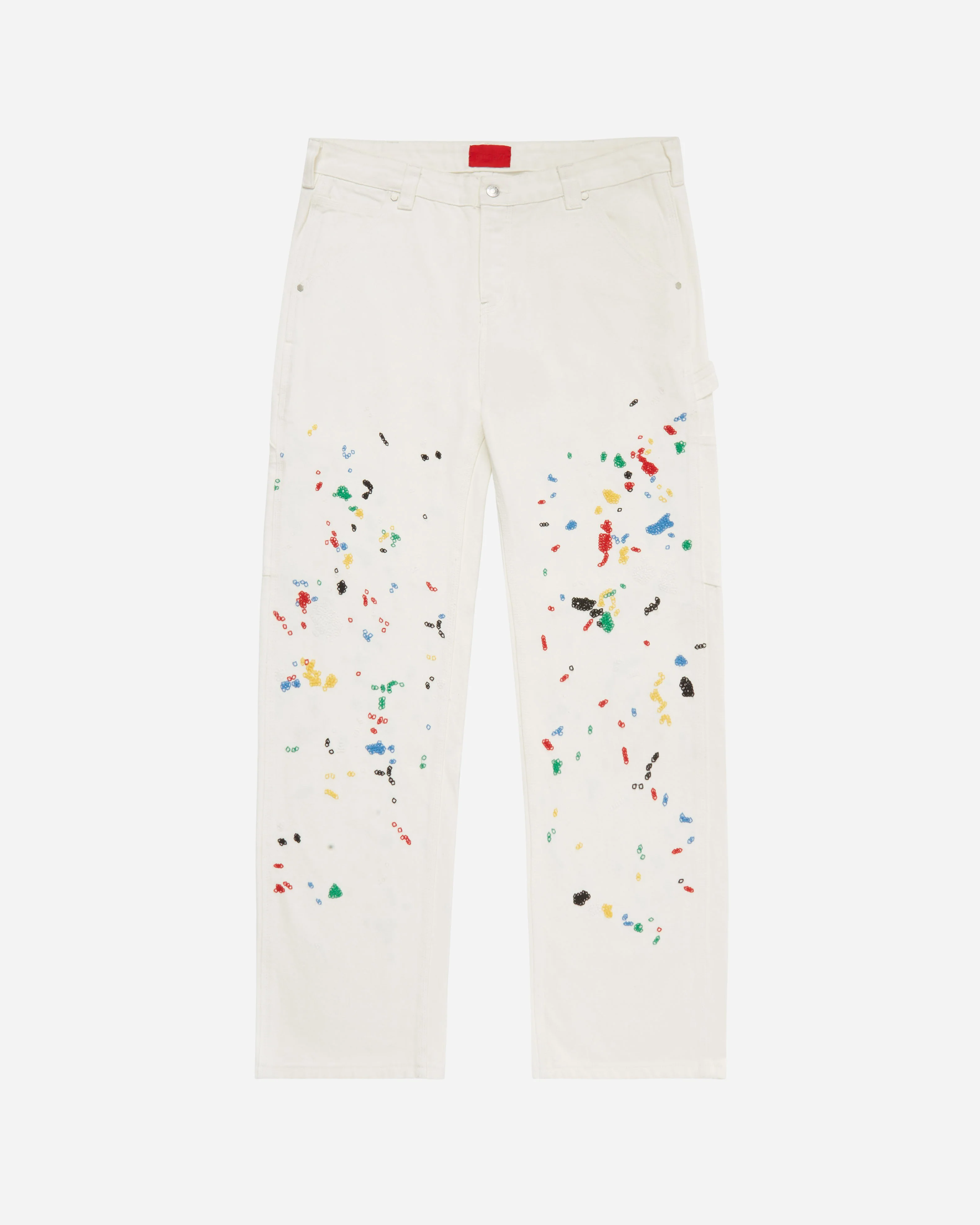 Chain Splatter Carpenter Pant White