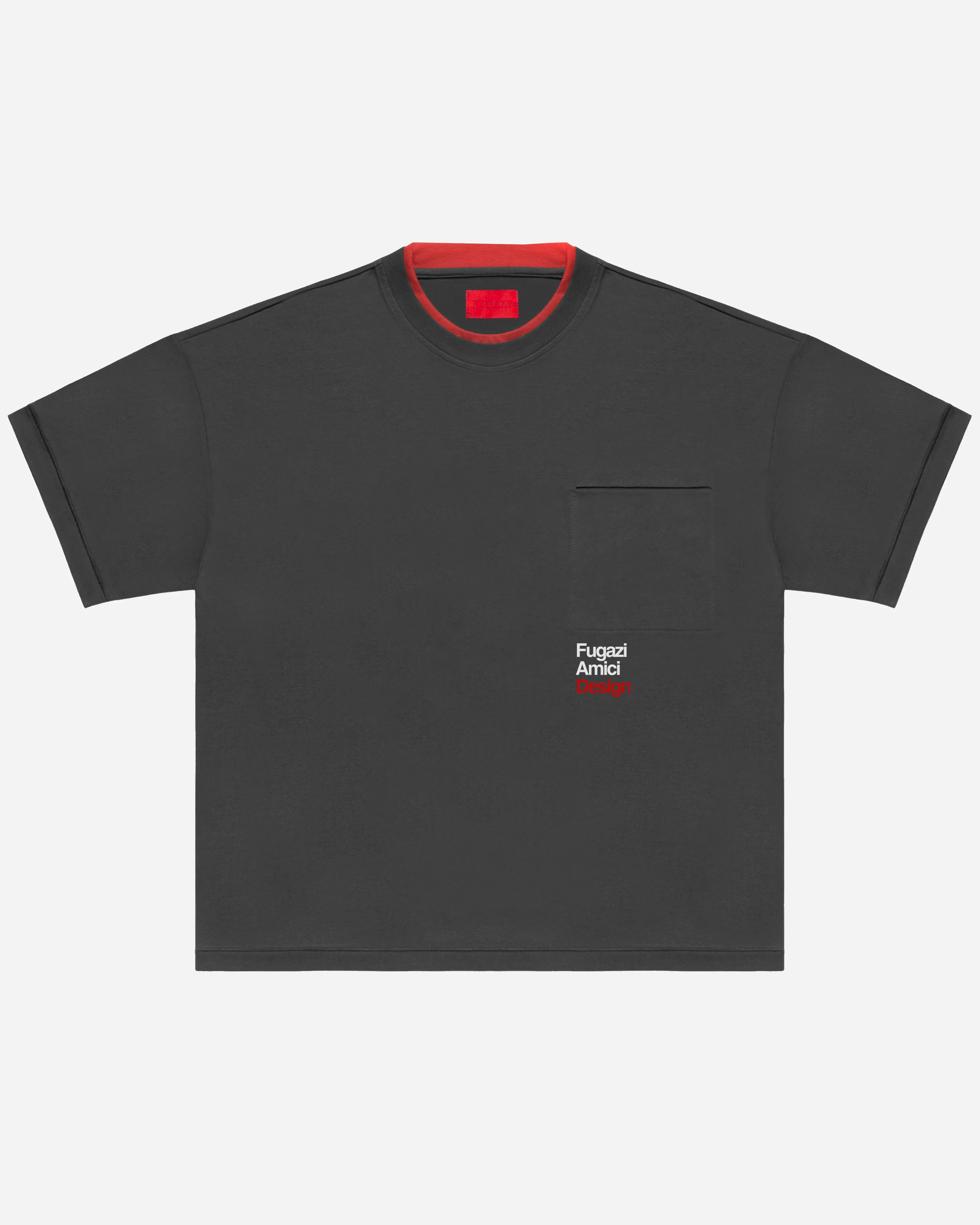 Original Design Double Collar Pocket Tee Washed Black