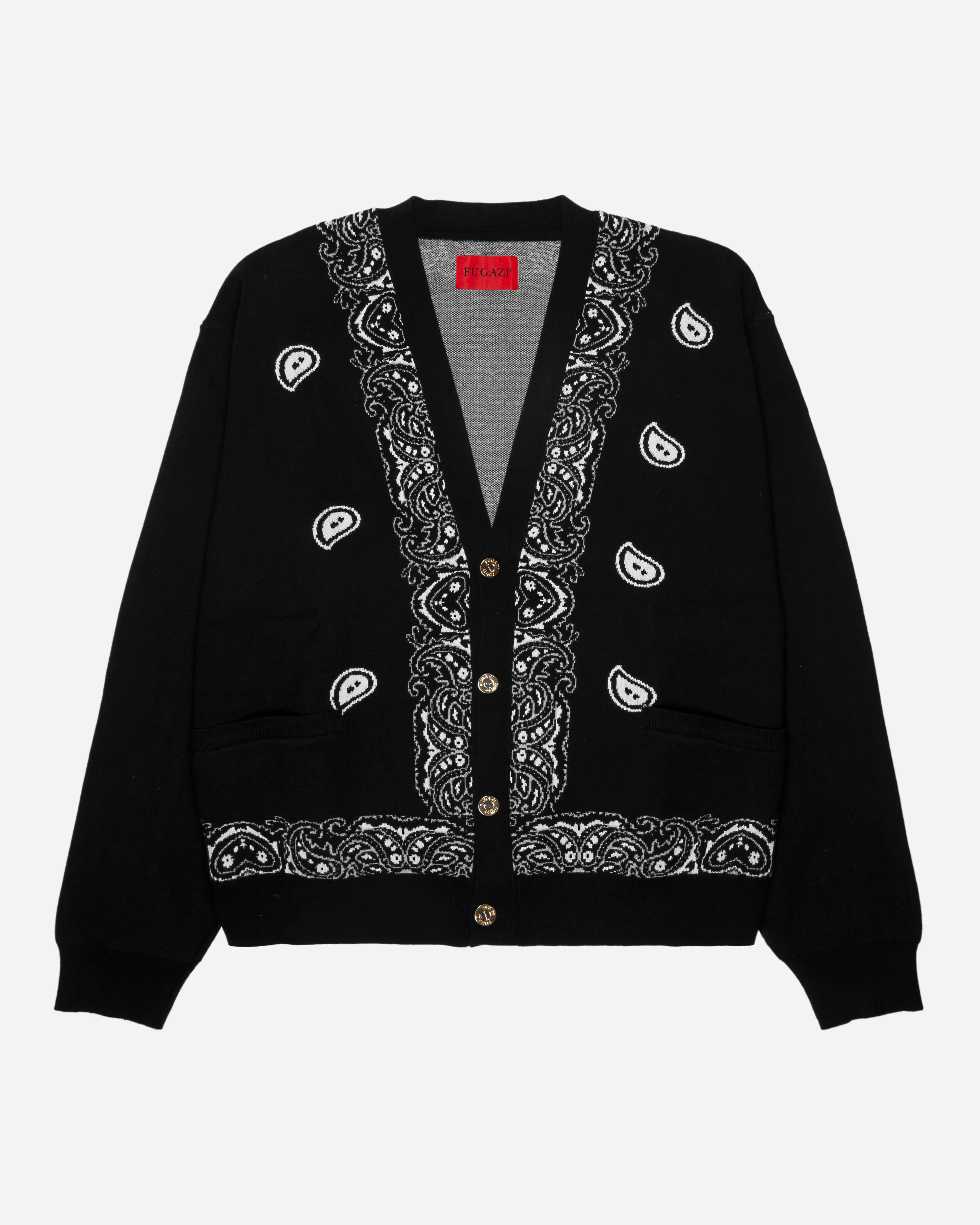 Paisley Knit Cardigan Black