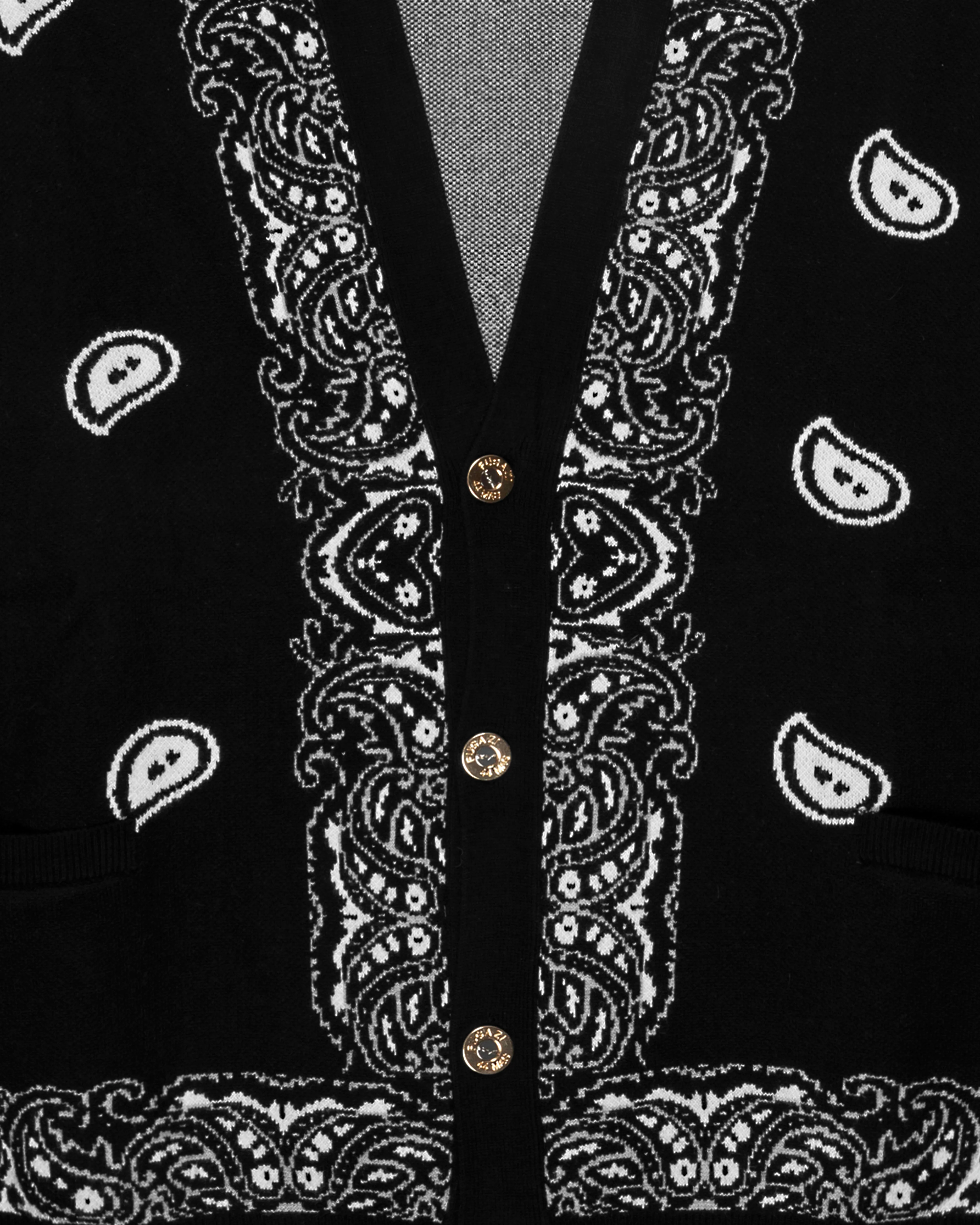 Paisley Knit Cardigan Black - Image 2