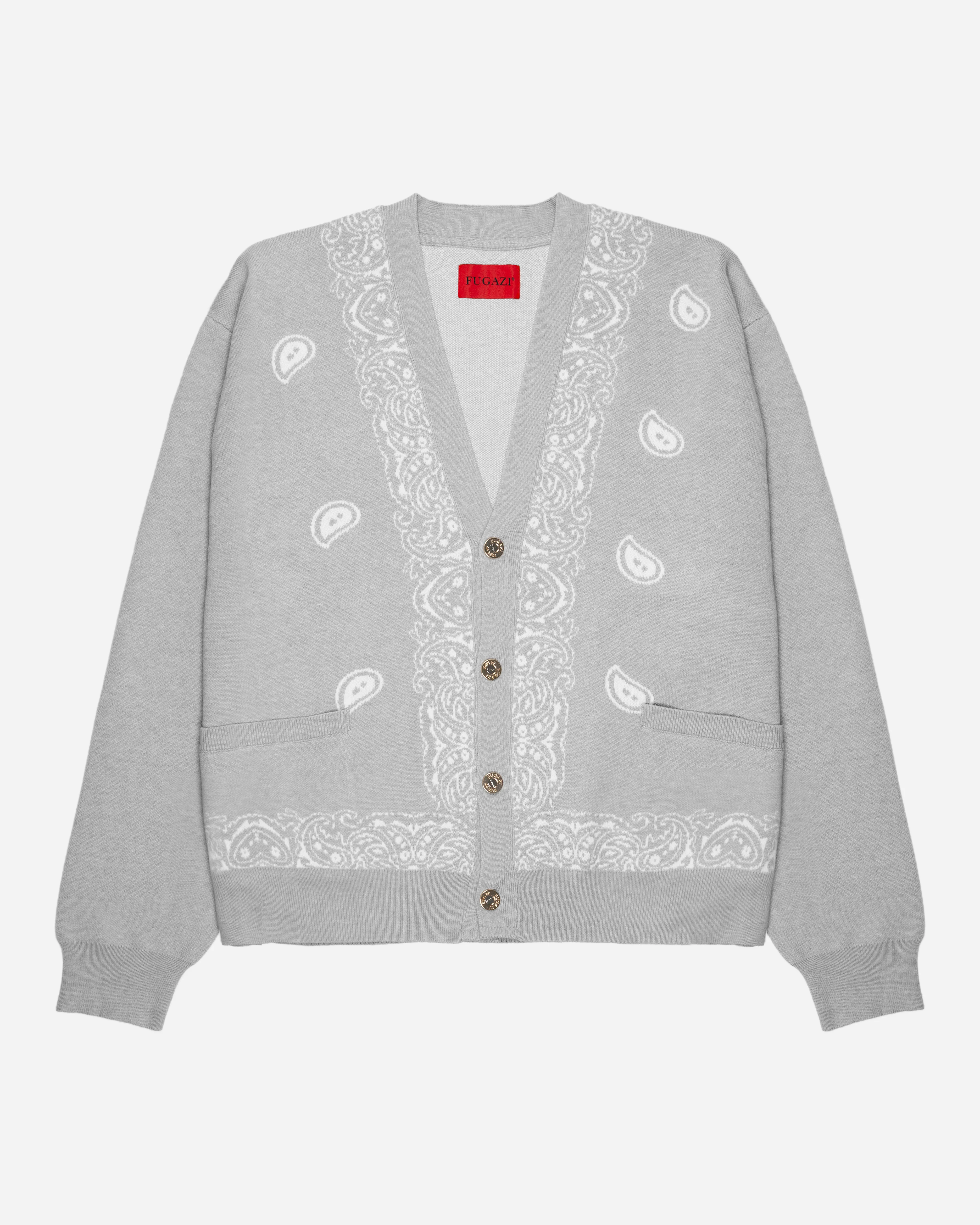 Paisley Knit Cardigan Grey