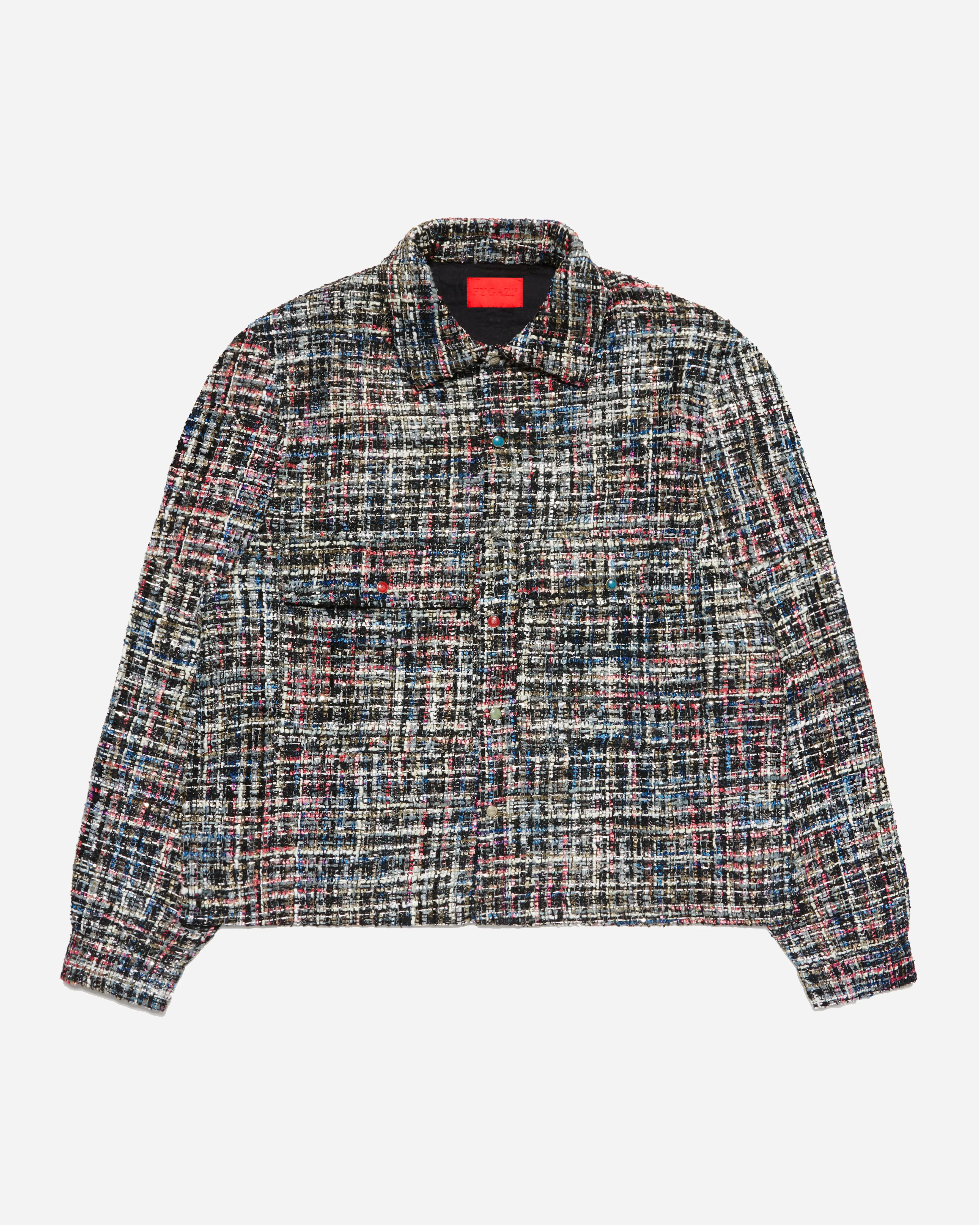Random Snap Shimmer Tweed Overshirt Multi