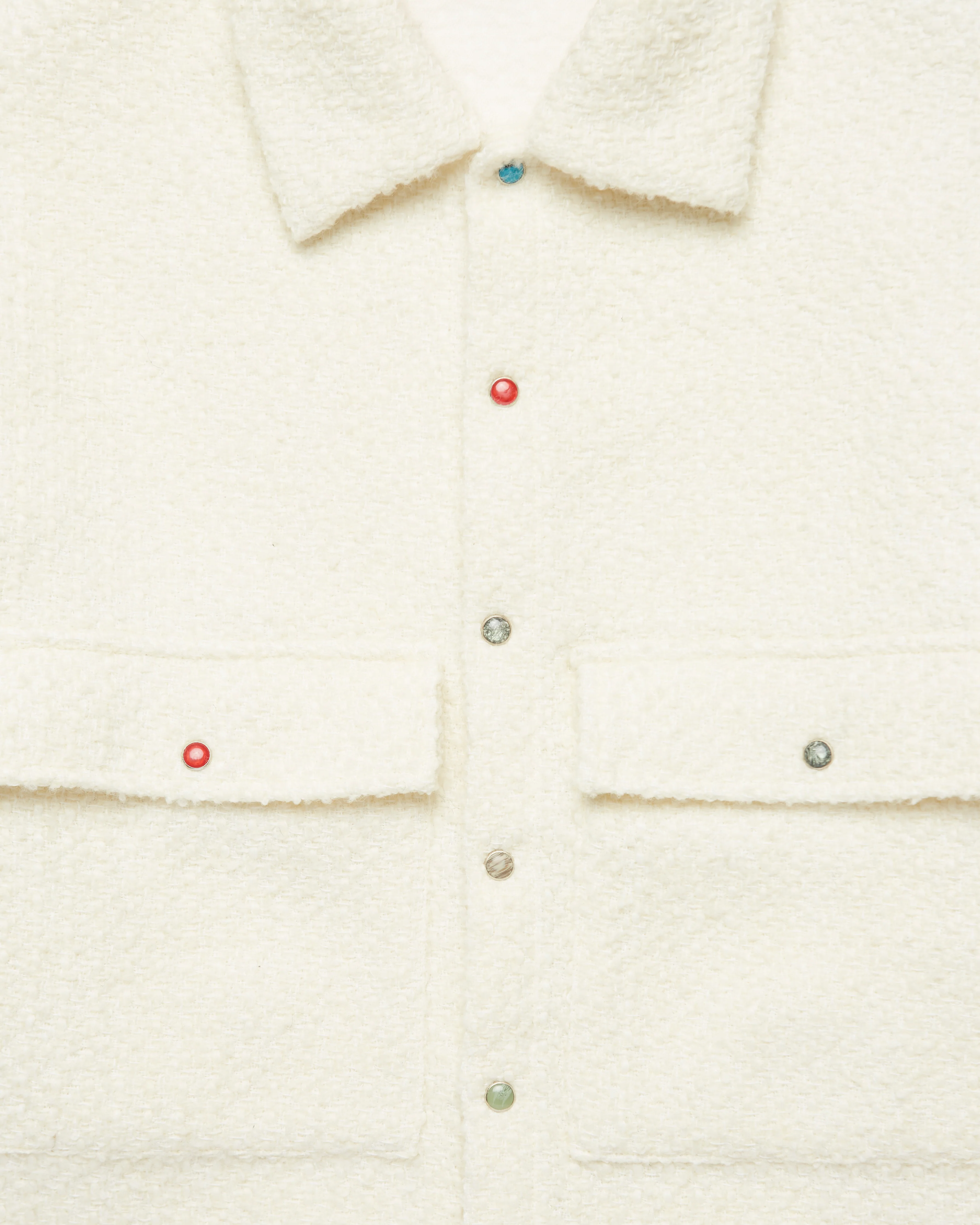 Random Snap Tweed Overshirt Cream - Image 2