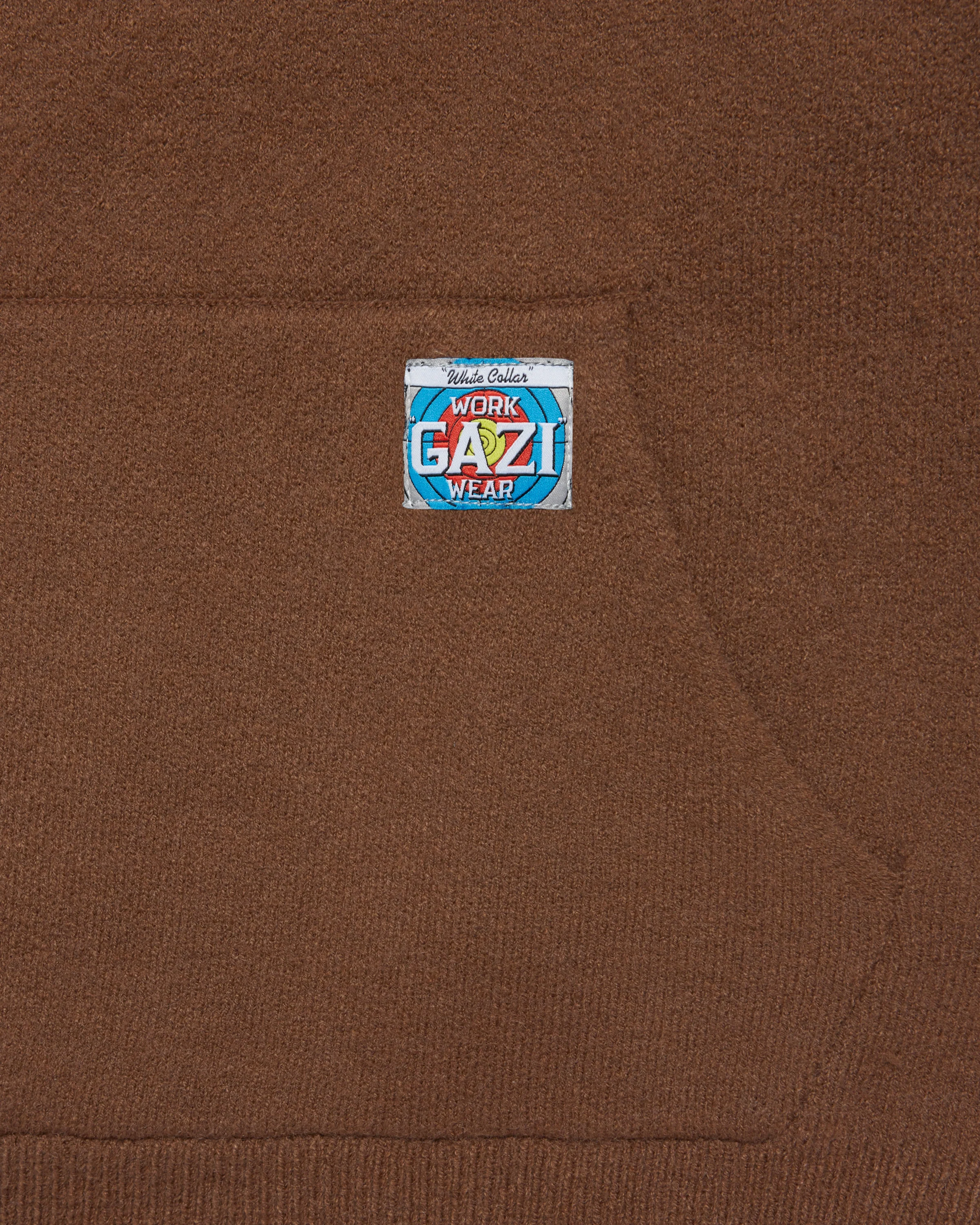 White Collar Knit Hoodie Brown - Image 2