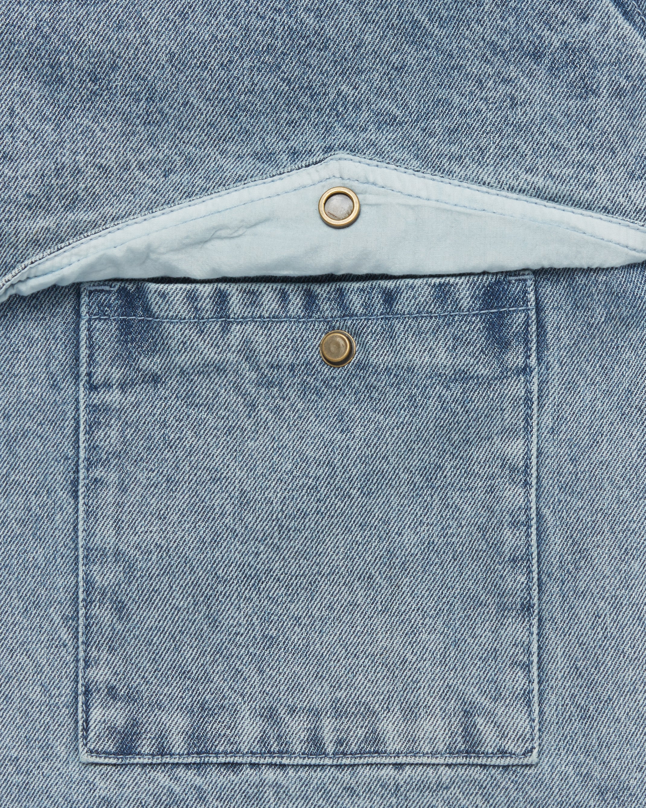Western Snap Denim Jacket Light Washed - Image 3
