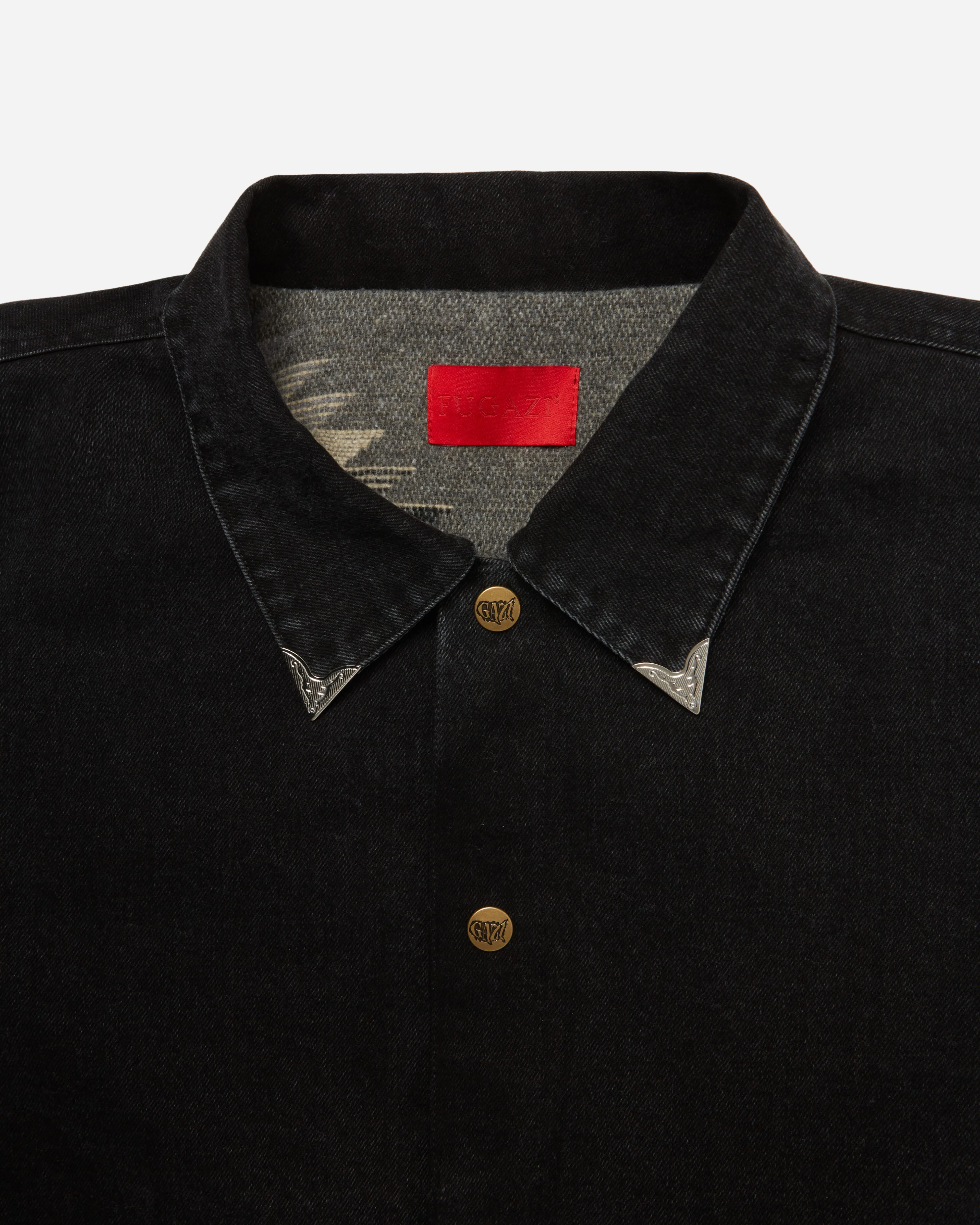 Western Snap Denim Jacket Black/Tweed - Image 2