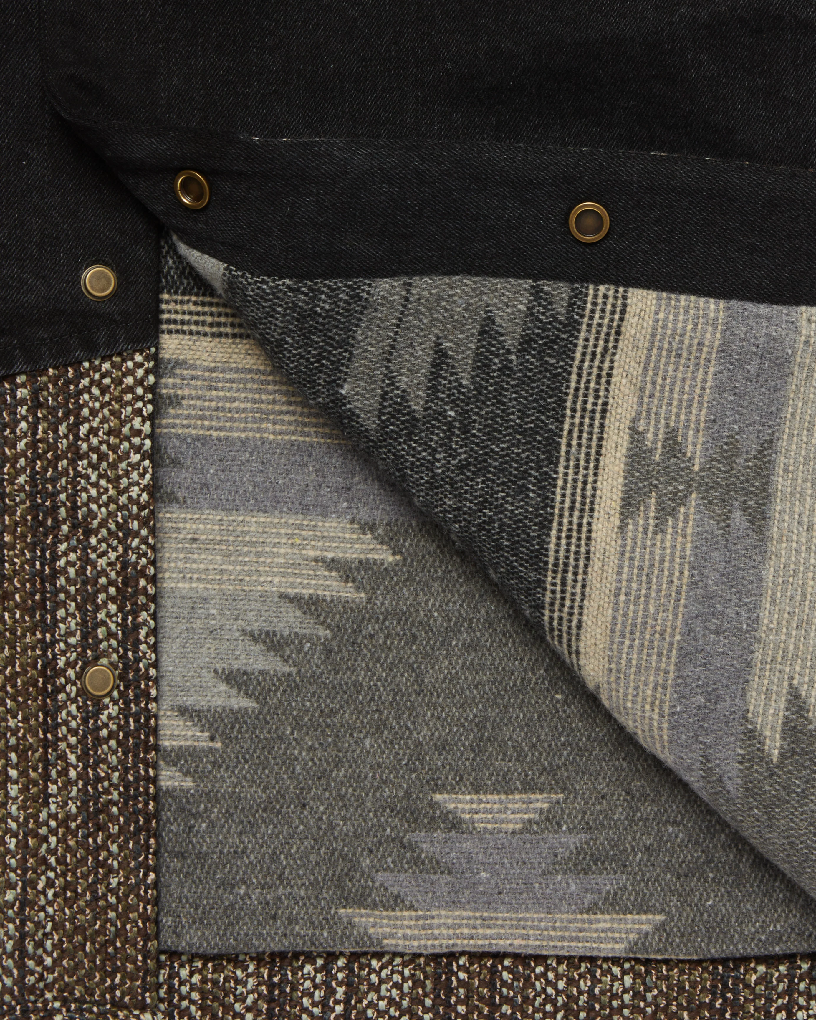 Western Snap Denim Jacket Black/Tweed - Image 3