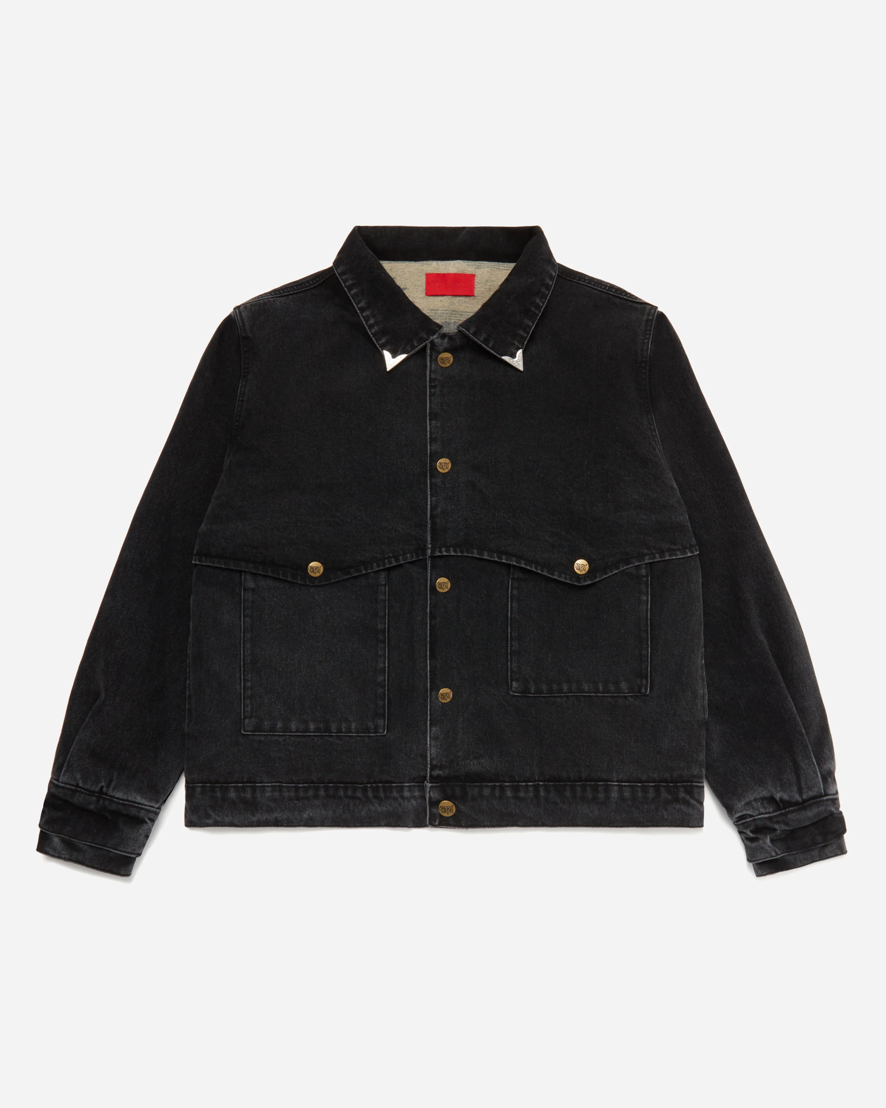 Western Snap Denim Jacket Washed Black