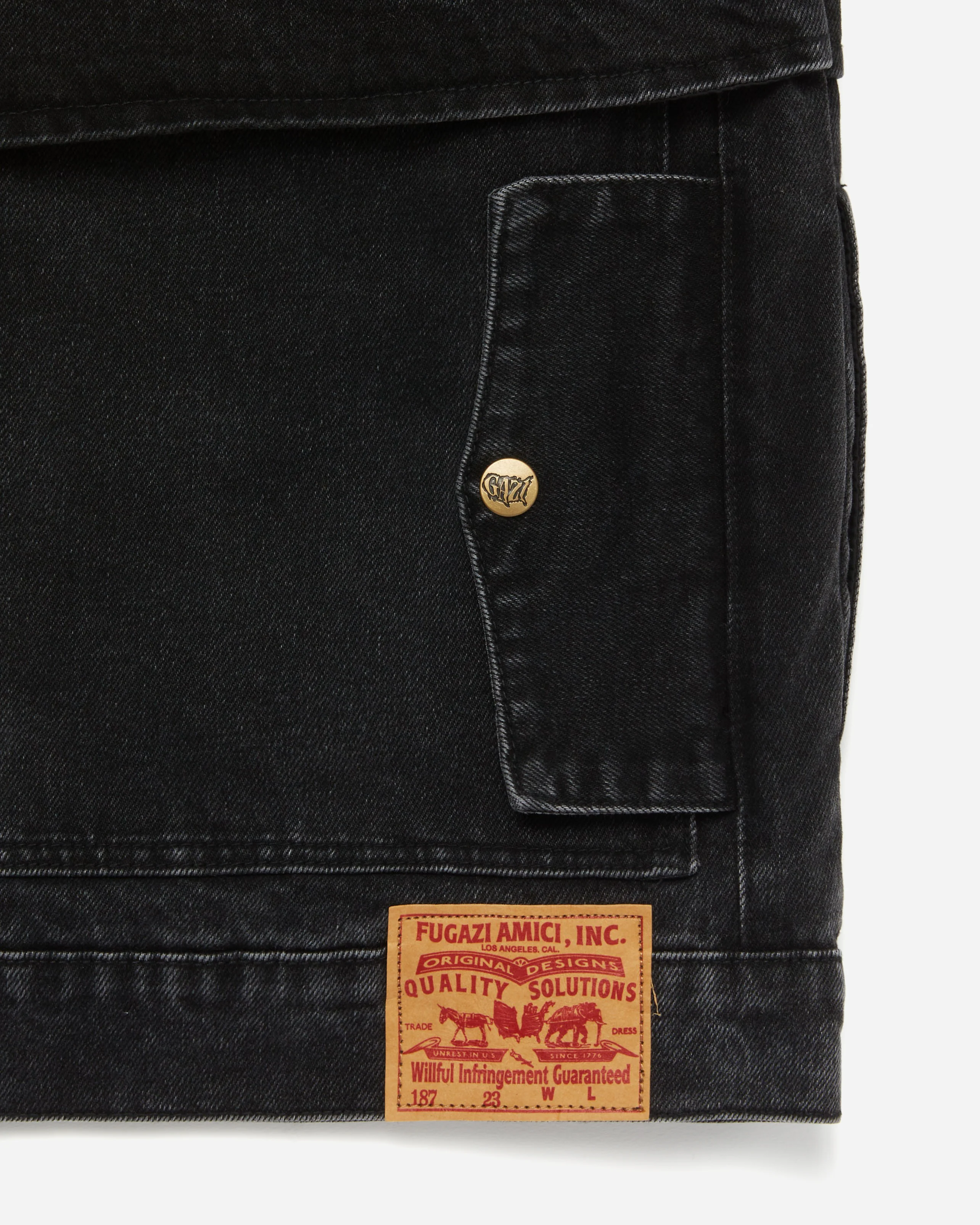 Western Snap Denim Jacket Washed Black - Image 8