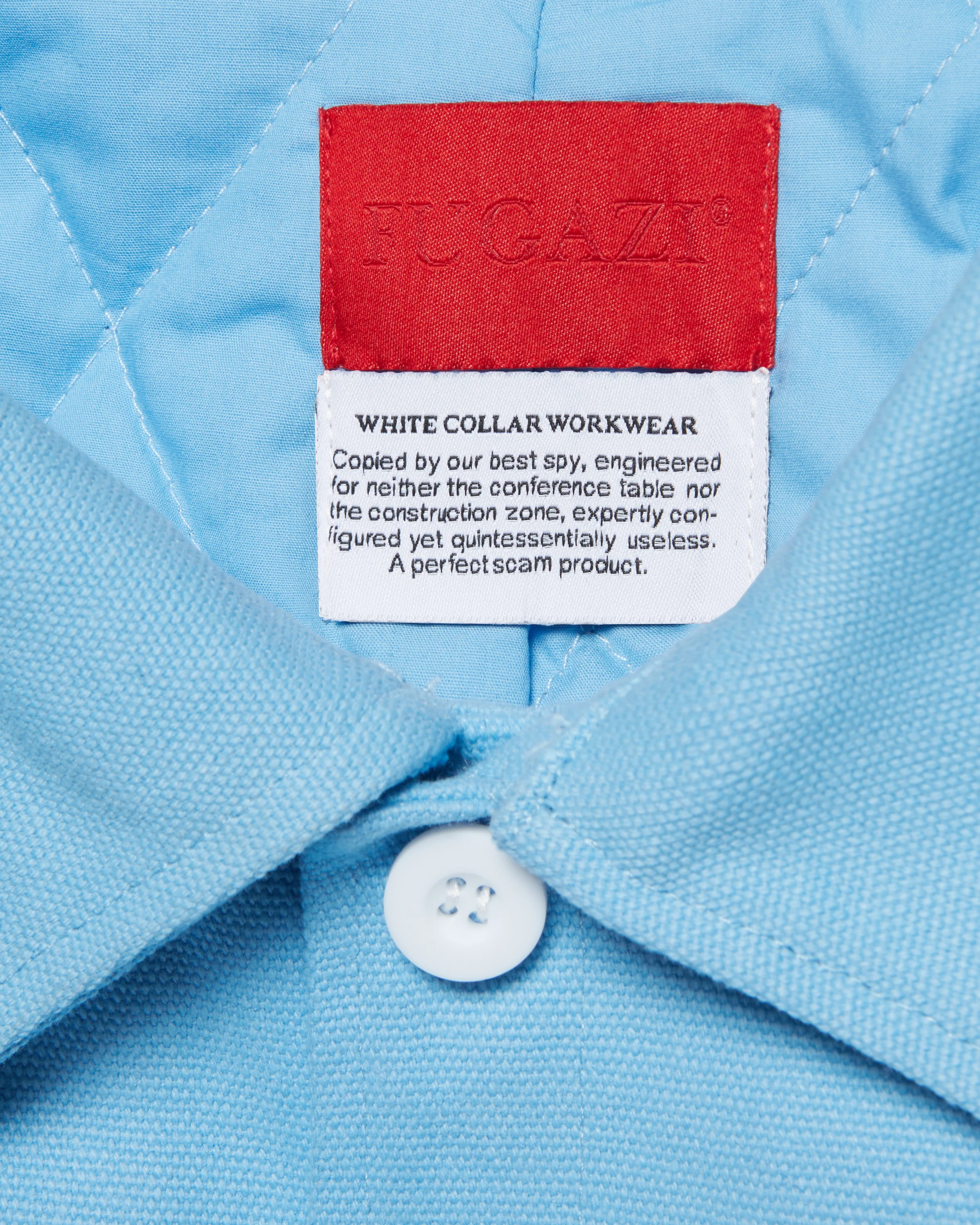 White Collar Work Jacket Blue - Image 5